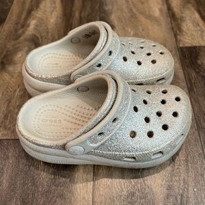 CROCS Kids Glittery Silver Sandals